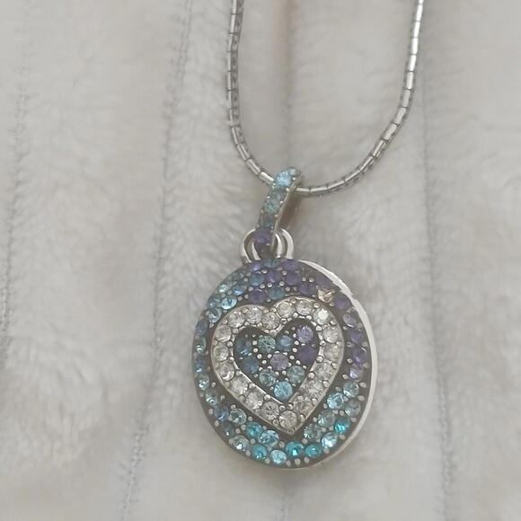 Brighton Surrender Crysyal Necklace Reversible Blue Locket Messages With Case - Picture 1 of 9